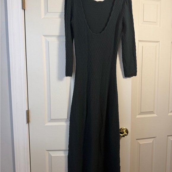 Sezane Thalia Dark Green Textured Midi Dress - NWOT size M - Picture 6 of 8